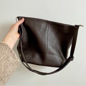 Italian Brown Leather Handbag, Handmade in‎ Italy, Zipper & Pockets